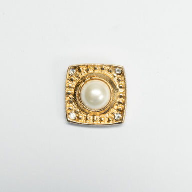 Large Gold Square Pearl Centred Button