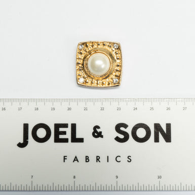 Large Gold Square Pearl Centred Button