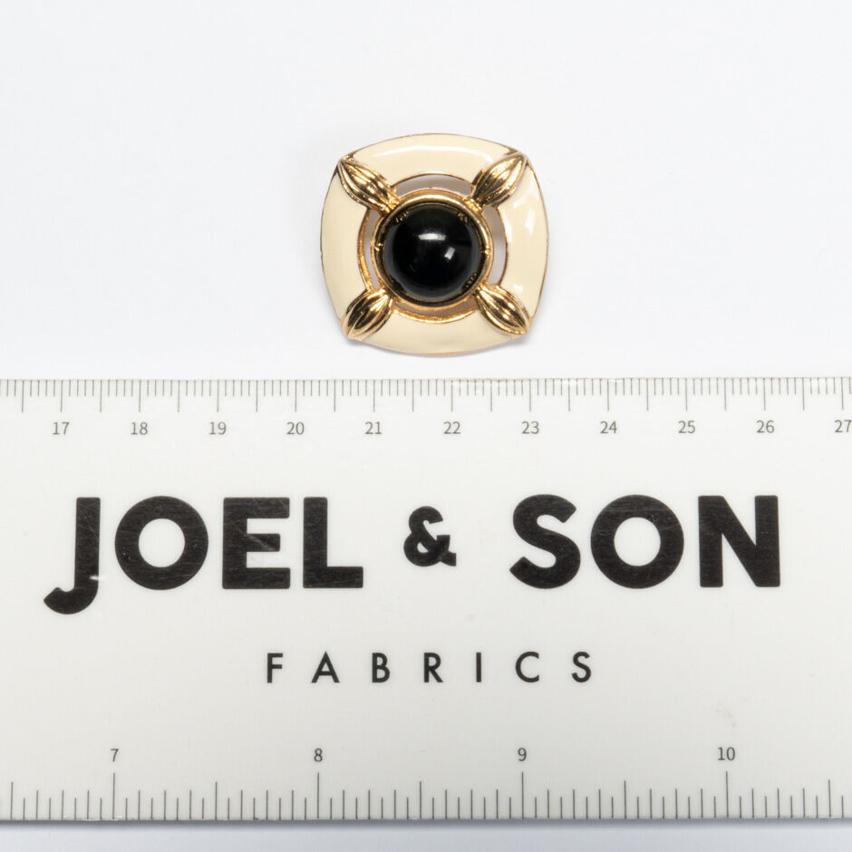 Black Centered Cream & Gold Button