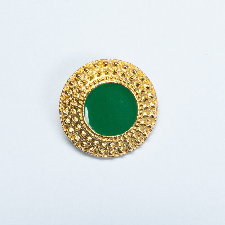 Green Center Round Gold Button
