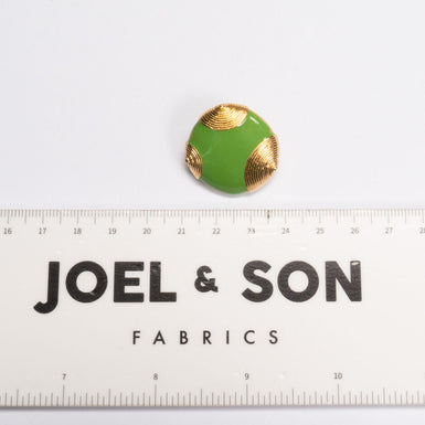 Jade Green & Gold Round Button