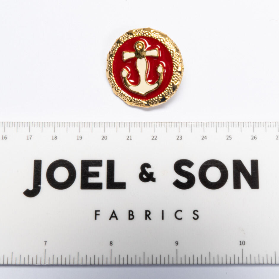 Anchor Centre Large Round Gold Button