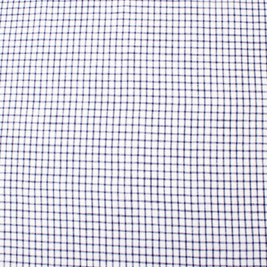 Navy Blue Graph Check Pure Linen
