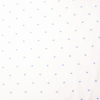 Blue Spotted White Superfine Pure Linen Shirting