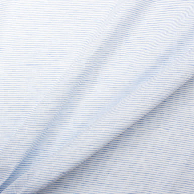 Soft Blue Striped White Pure Linen