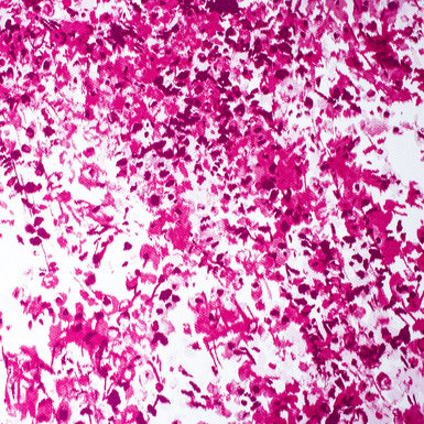 Magenta Pink Abstract Floral Printed Cotton Piqué