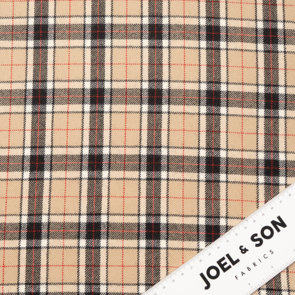 Red, Black, Beige Pure Wool Tartan