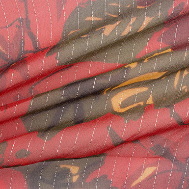 Red/Black Floral Laminated Chiffon (sold as a 1.75m piece)