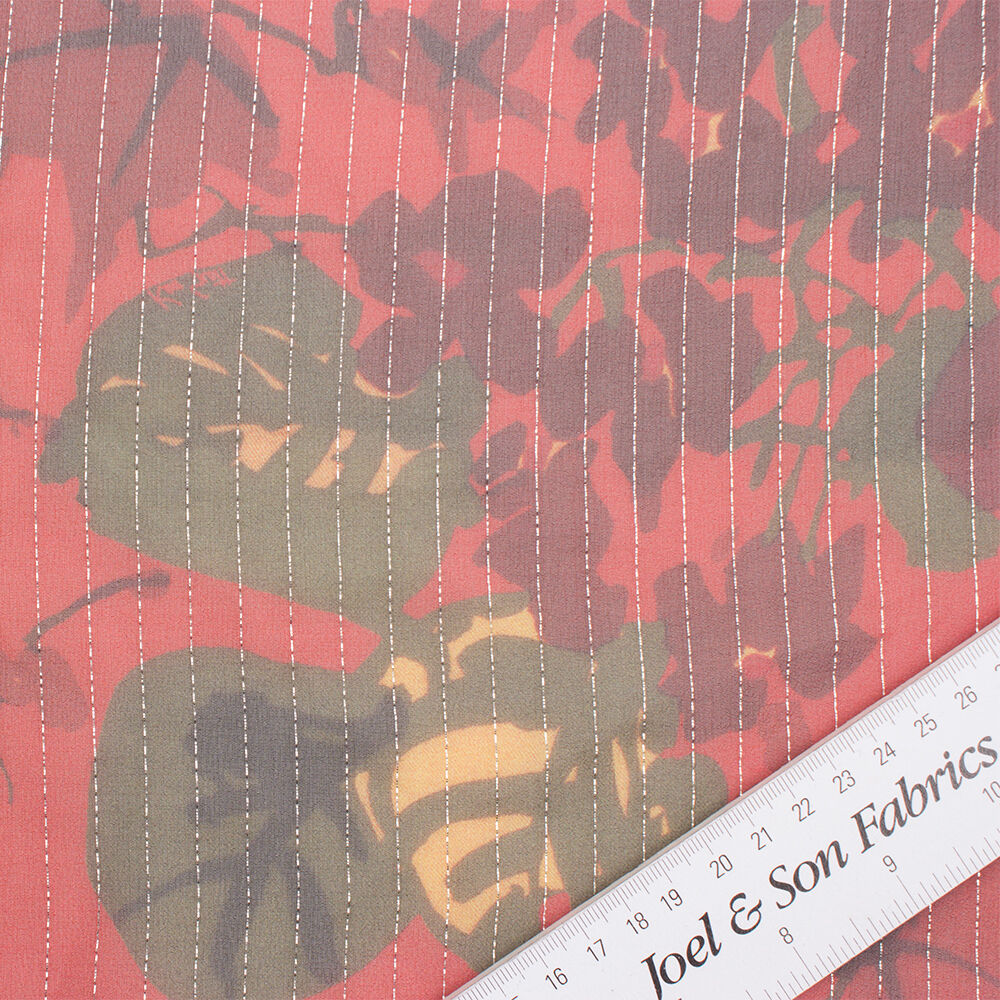 Red/Black Floral Laminated Chiffon (sold as a 1.75m piece)