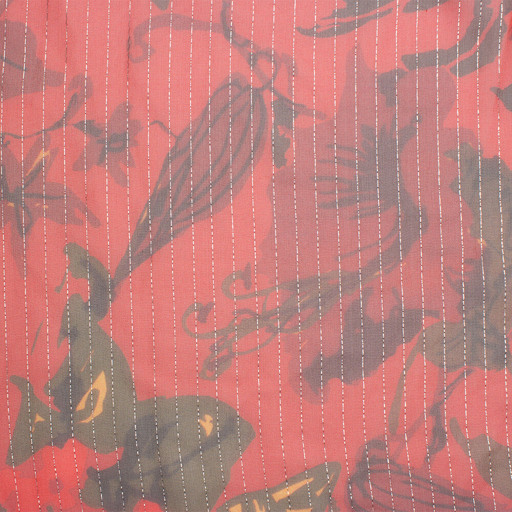 Red/Black Floral Laminated Chiffon (sold as a 1.75m piece)