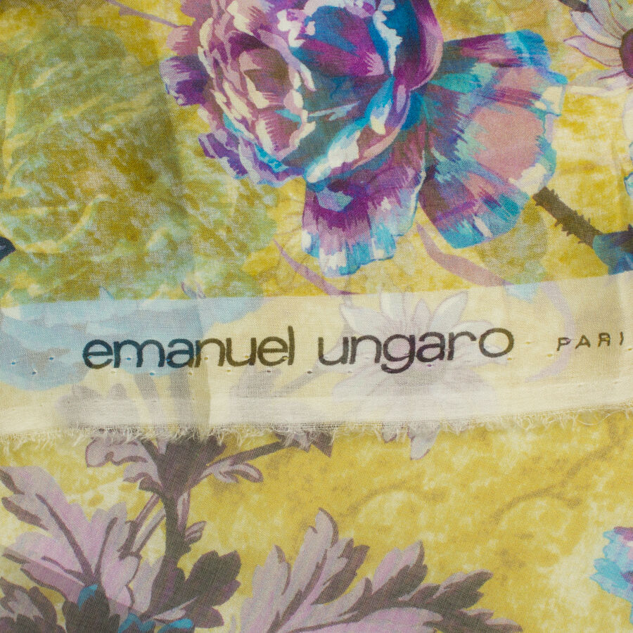 Khaki Green Floral Silk Chiffon (A 2.15m piece)