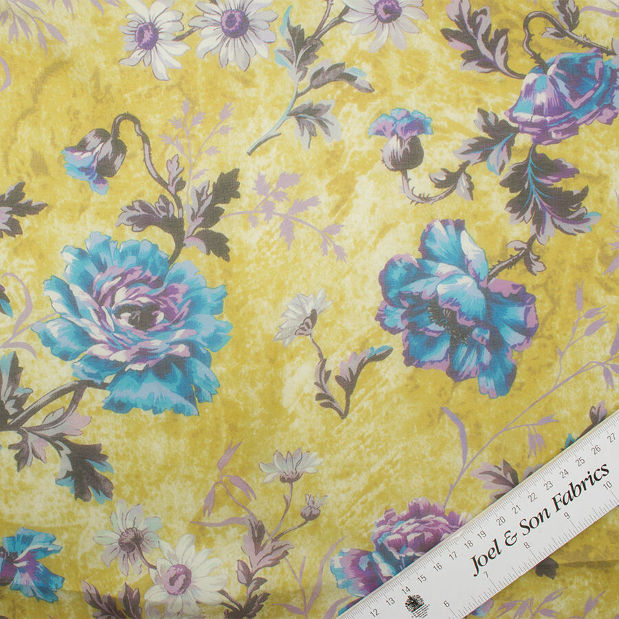 Khaki Green Floral Silk Chiffon (A 2.15m piece)