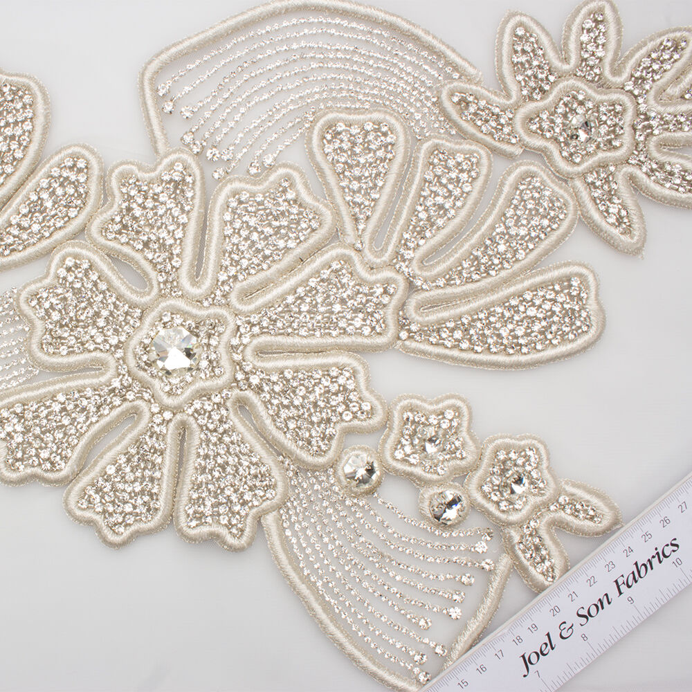 Cream/Silver Diamanté Appliqué