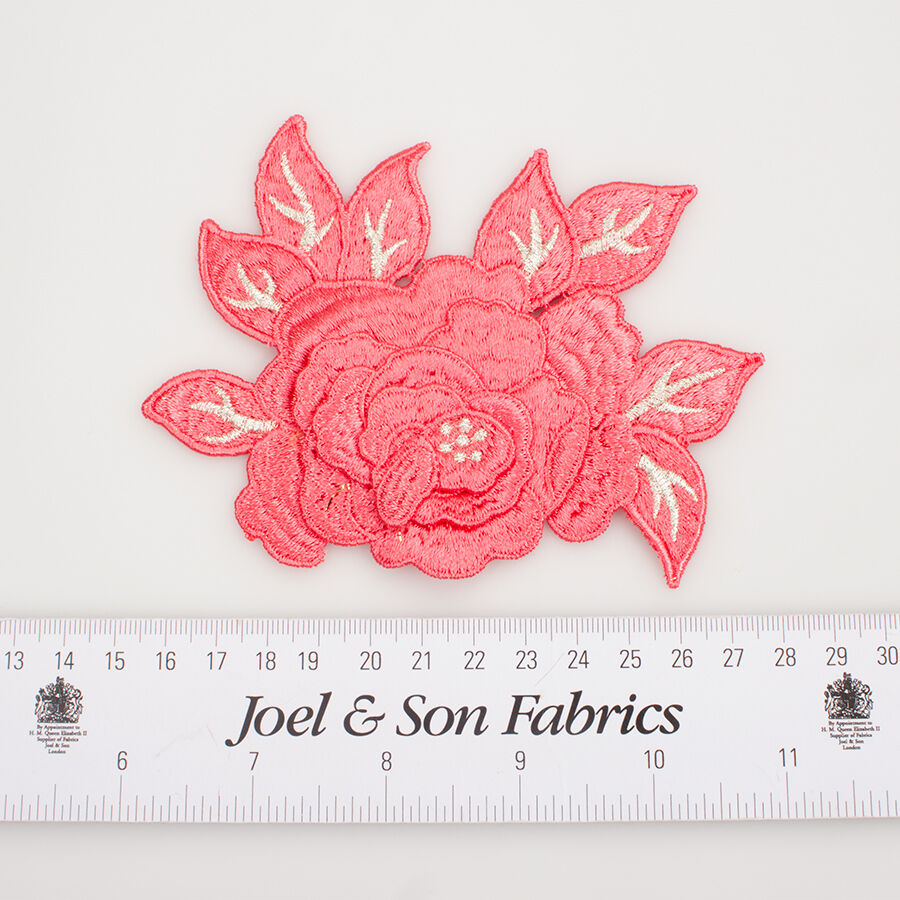 Salmon PInk/Slver Metallic Flower Motif
