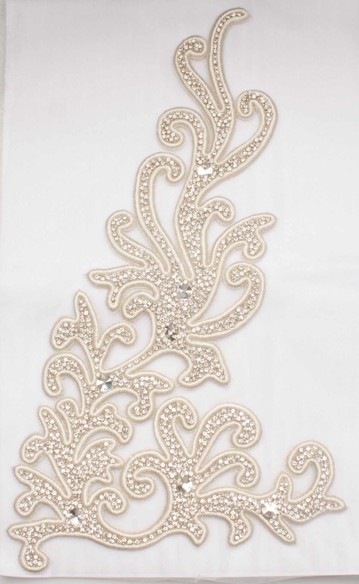 Cream/Silver Diamanté Appliqué