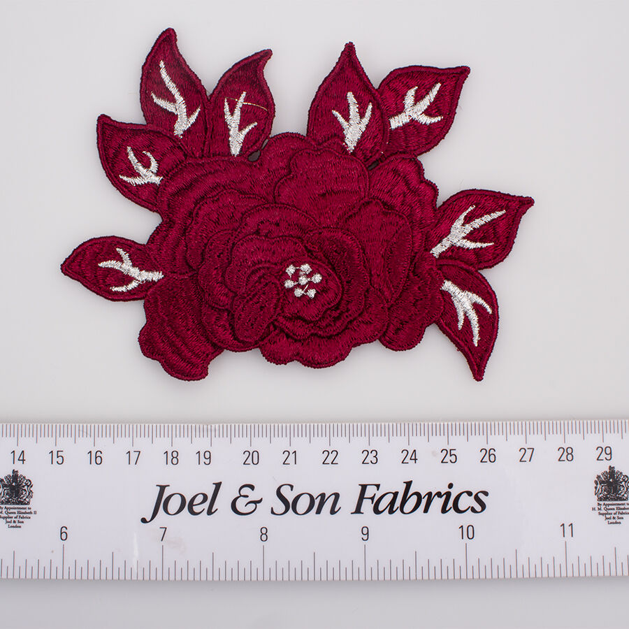 Maroon/Silver Metallic Flower Motif