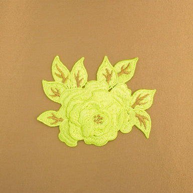 Neon Green/Gold Metallic Flower Motif
