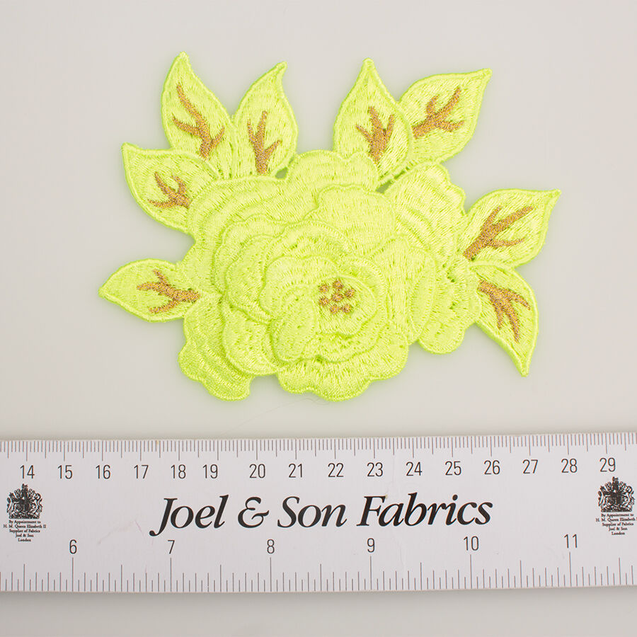 Neon Green/Gold Metallic Flower Motif
