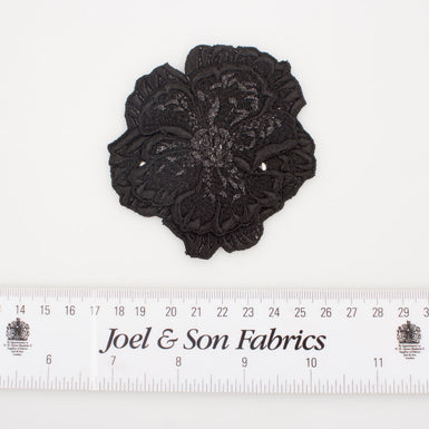 Black Metallic Guipure Flower Motif