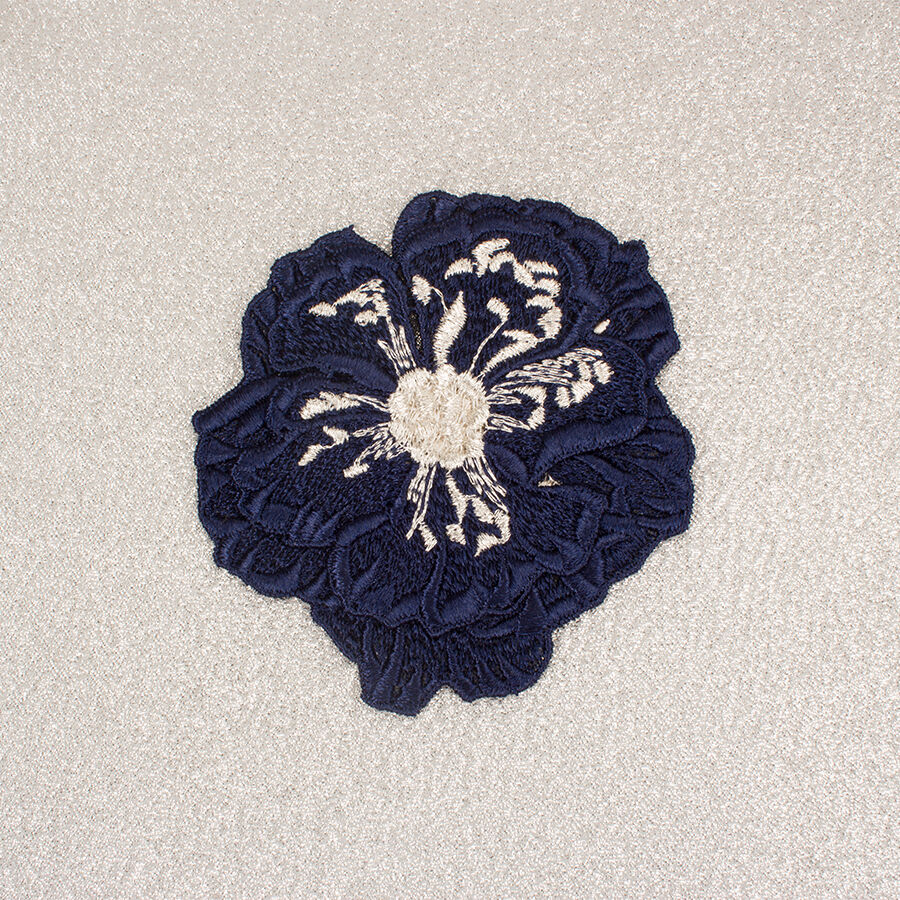Navy/Silver Metallic Flower Motif