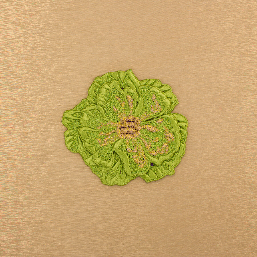 Green/Gold Metallic Flower Motif