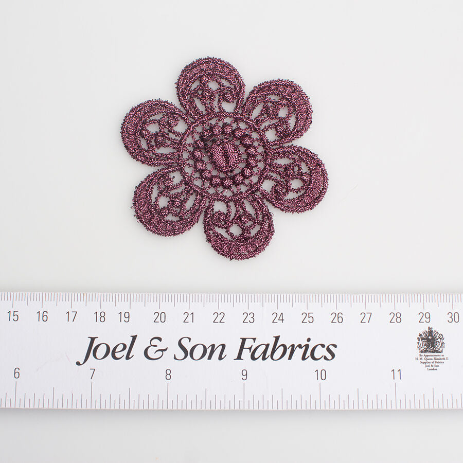 Metallic Purple Guipure Flower Motif