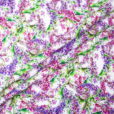 Pink & Purple Floral Printed Cotton Piqué