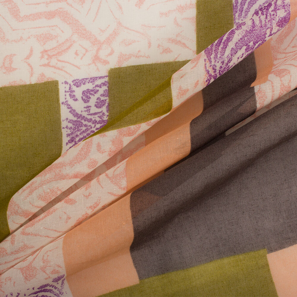 Peach/Grey Cotton Voile (A 3.70m Piece)