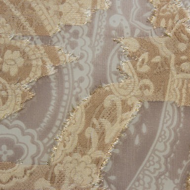 Gold and Beige Metallic Fil Coupe Silk (Sold as a 1.40m Piece)