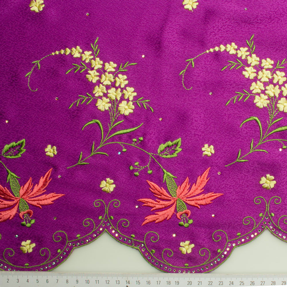 Magenta Swarovski Embellished & Embroidered Silk Jacquard (A 2.45m Piece)