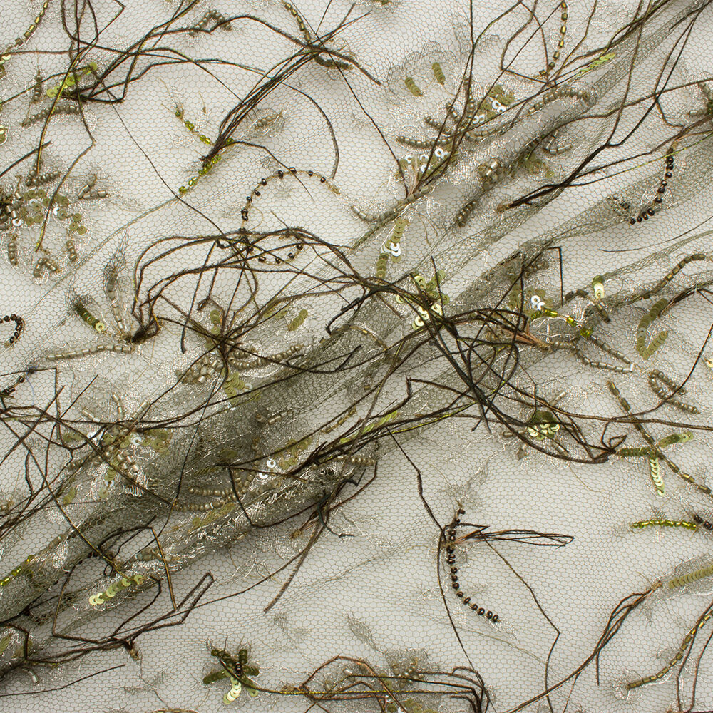 Olive Green Embroidered Lace (A 1.70m Piece)