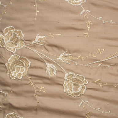 Beige Embroidered Silk Shantung (A 2m Piece)