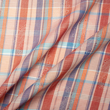 Red & Blue Linen & Cotton Blend Shirting