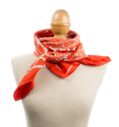 Pearl Printed Red Pure Silk Twill Scarf