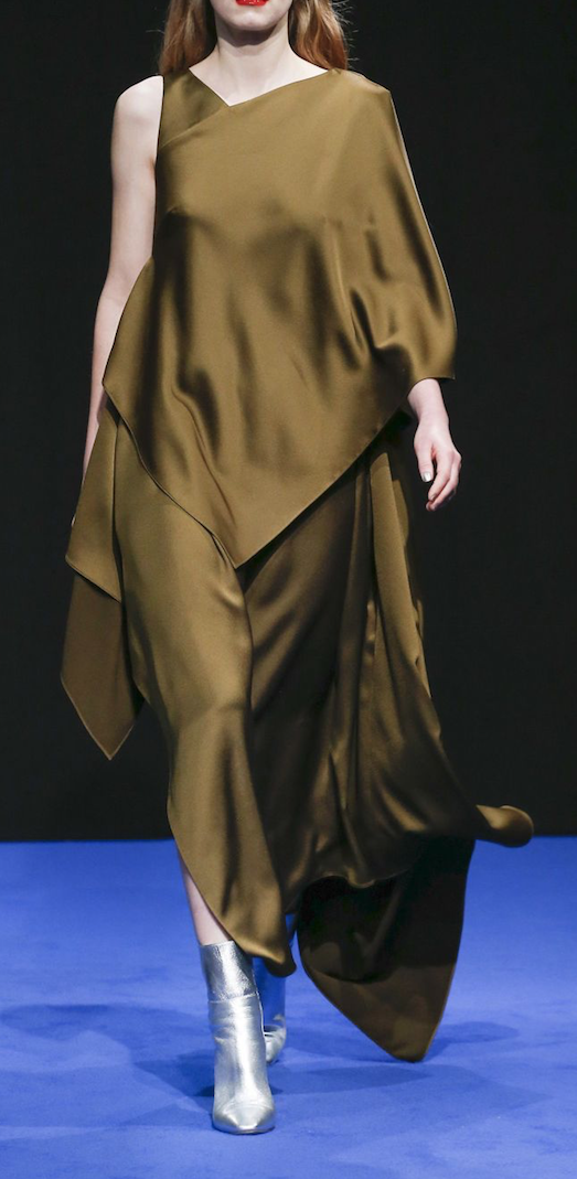 Mid Olive Green Silk Satin