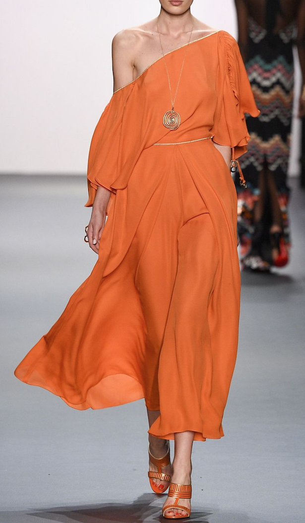 Orange Silk Satinised Chiffon