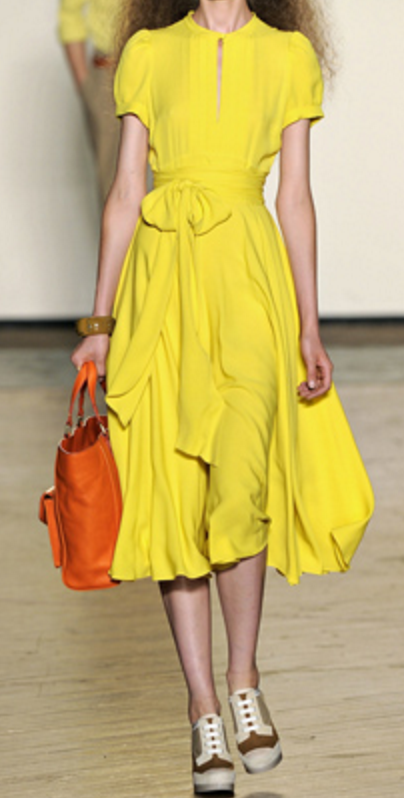 Yellow Silk Satinised Chiffon