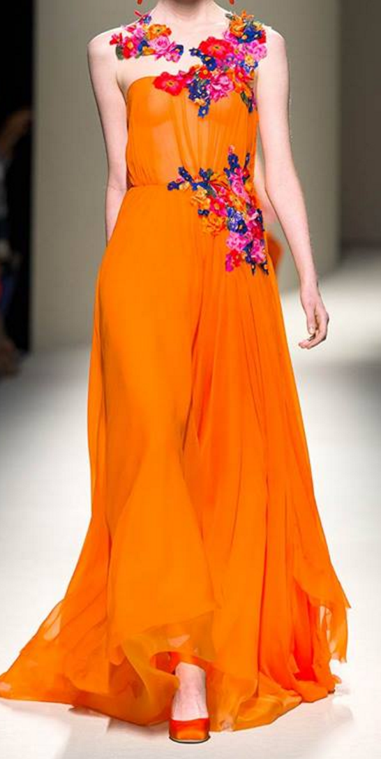 Bright Orange Silk Georgette