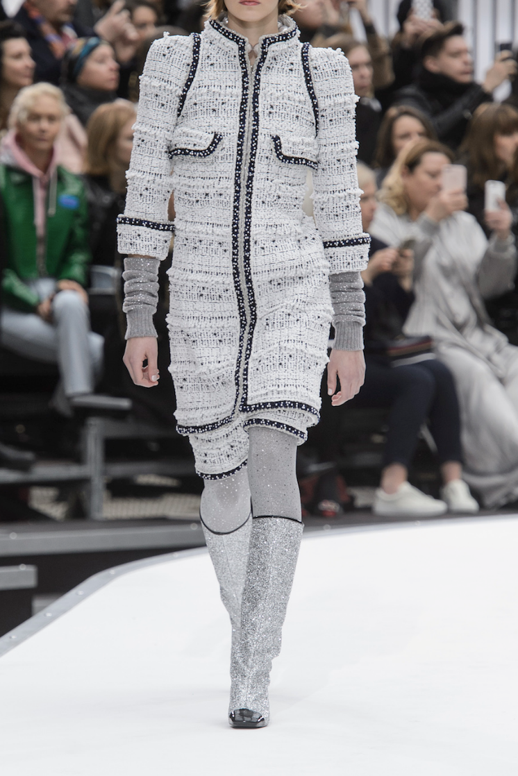 Navy Blue/Ivory Swarovski Stone Bouclé