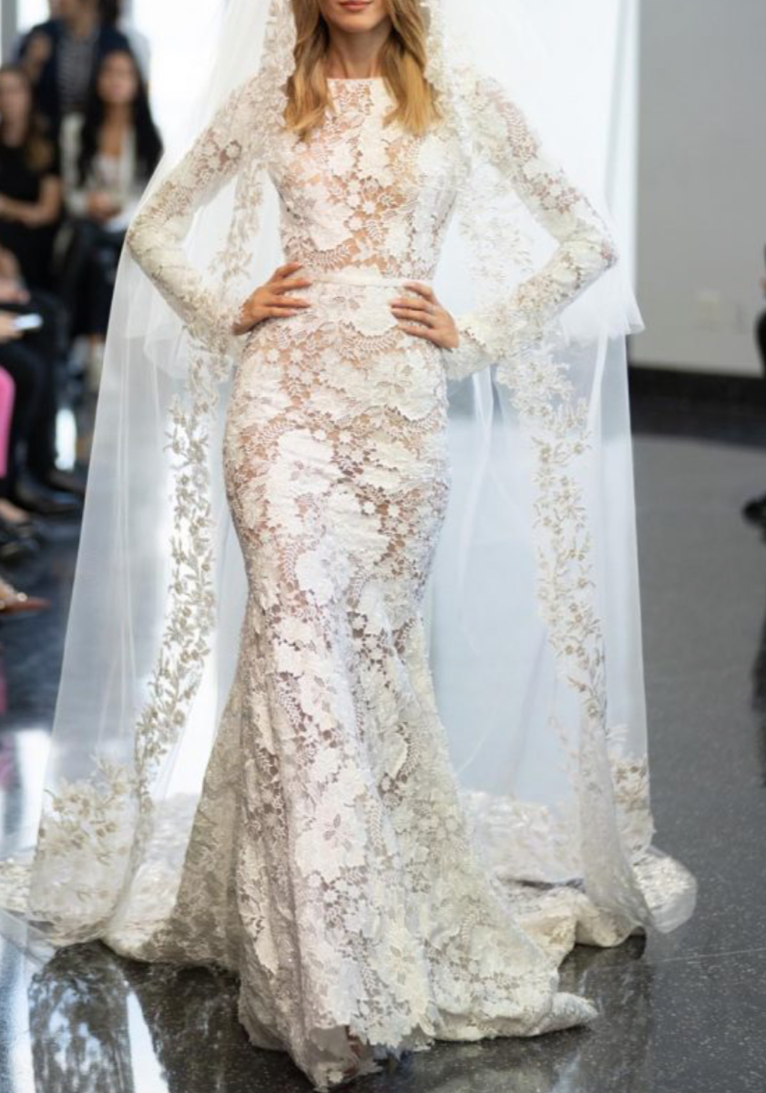 Cream Floral Flocked Chantilly Lace