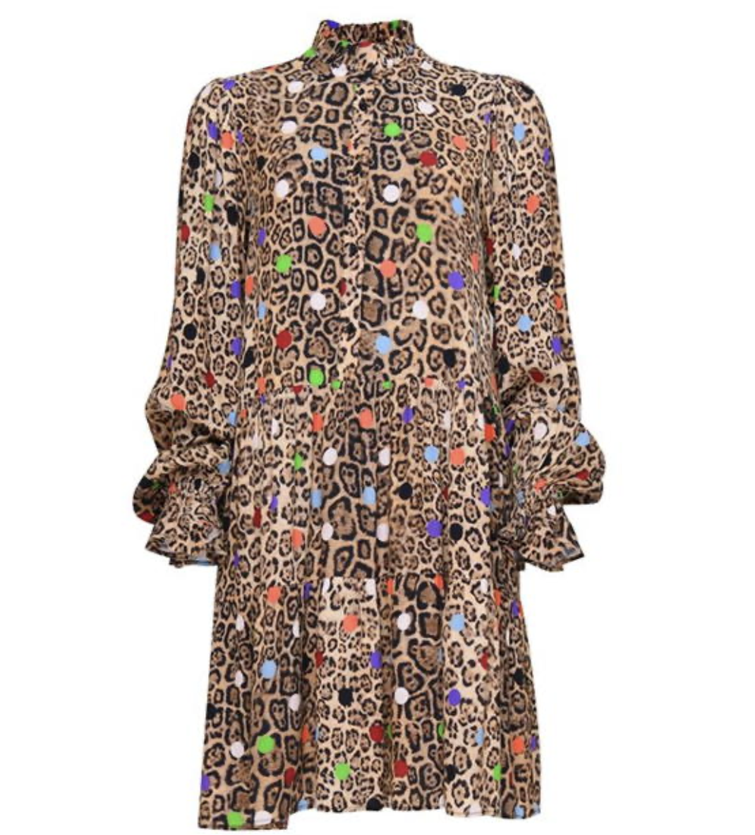 Rainbow Spotted Animal Print Silk Jacquard