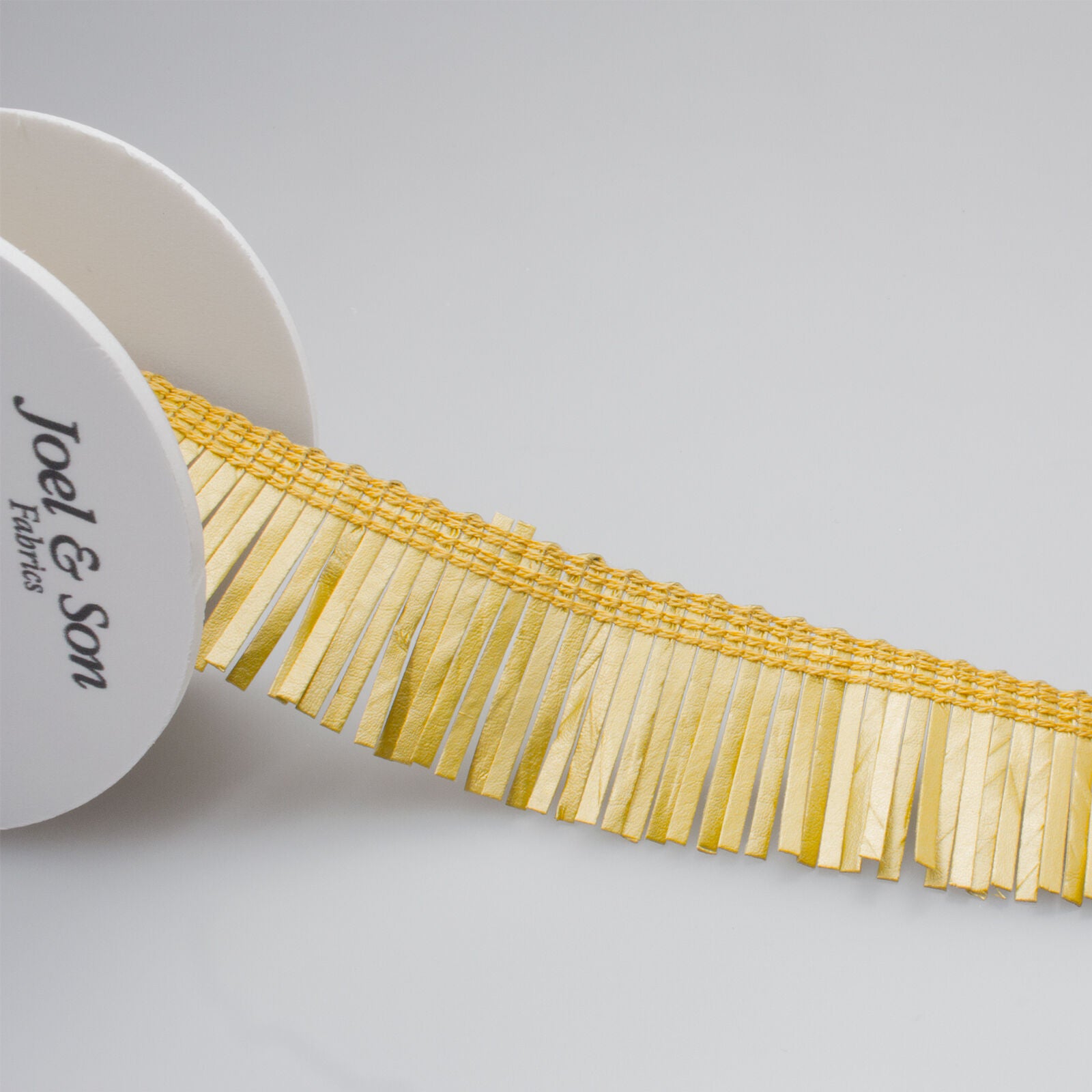 Gold Leather Look Fringed Trim