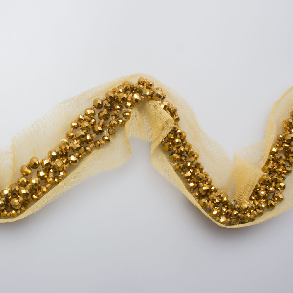 Gold Beaded & Tulle Trim