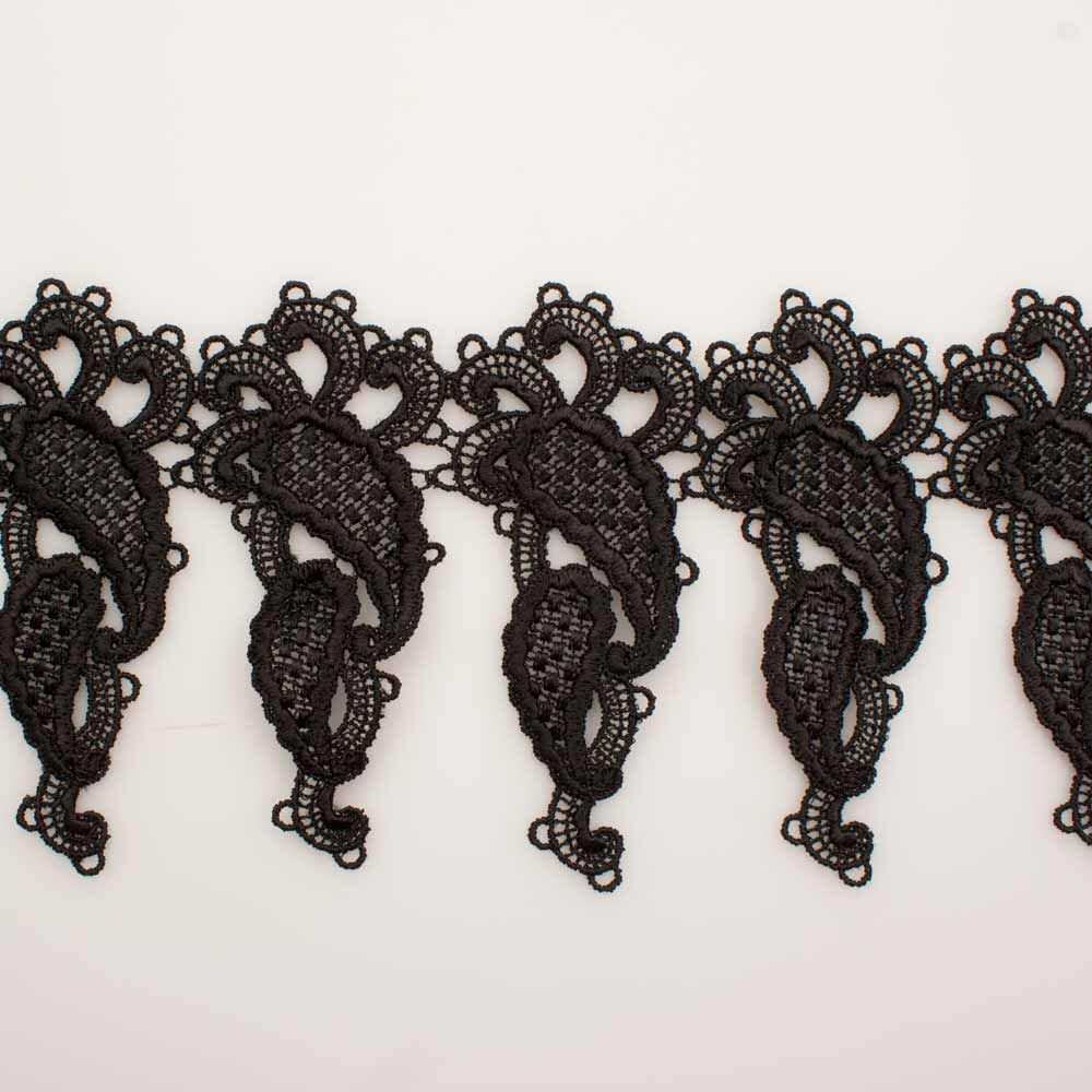 Black Paisley Guipure Trim