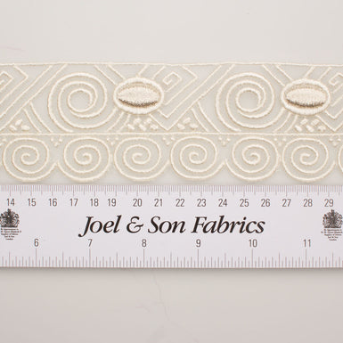 Ivory/Silver Embroidered Trim