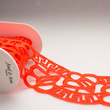 Neon Coral Pink Guipure Trim
