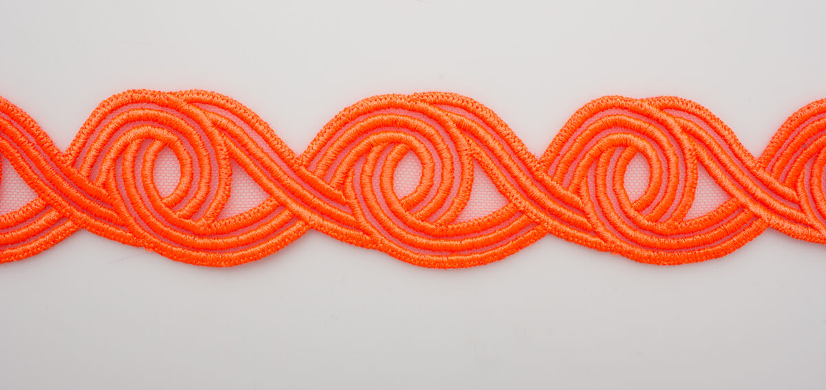 Neon Orange Embroidered Trim