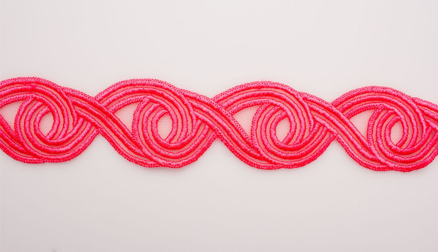 Neon Pink Embroidered Trim