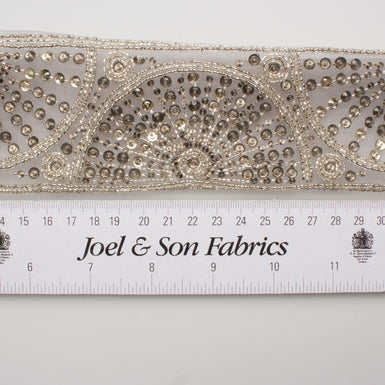 Silver & Grey Beaded Tulle Trim