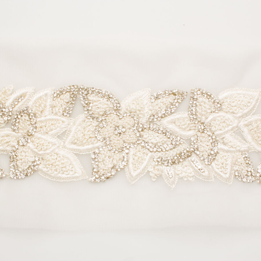 Ivory Embroidered Diamanté Trim